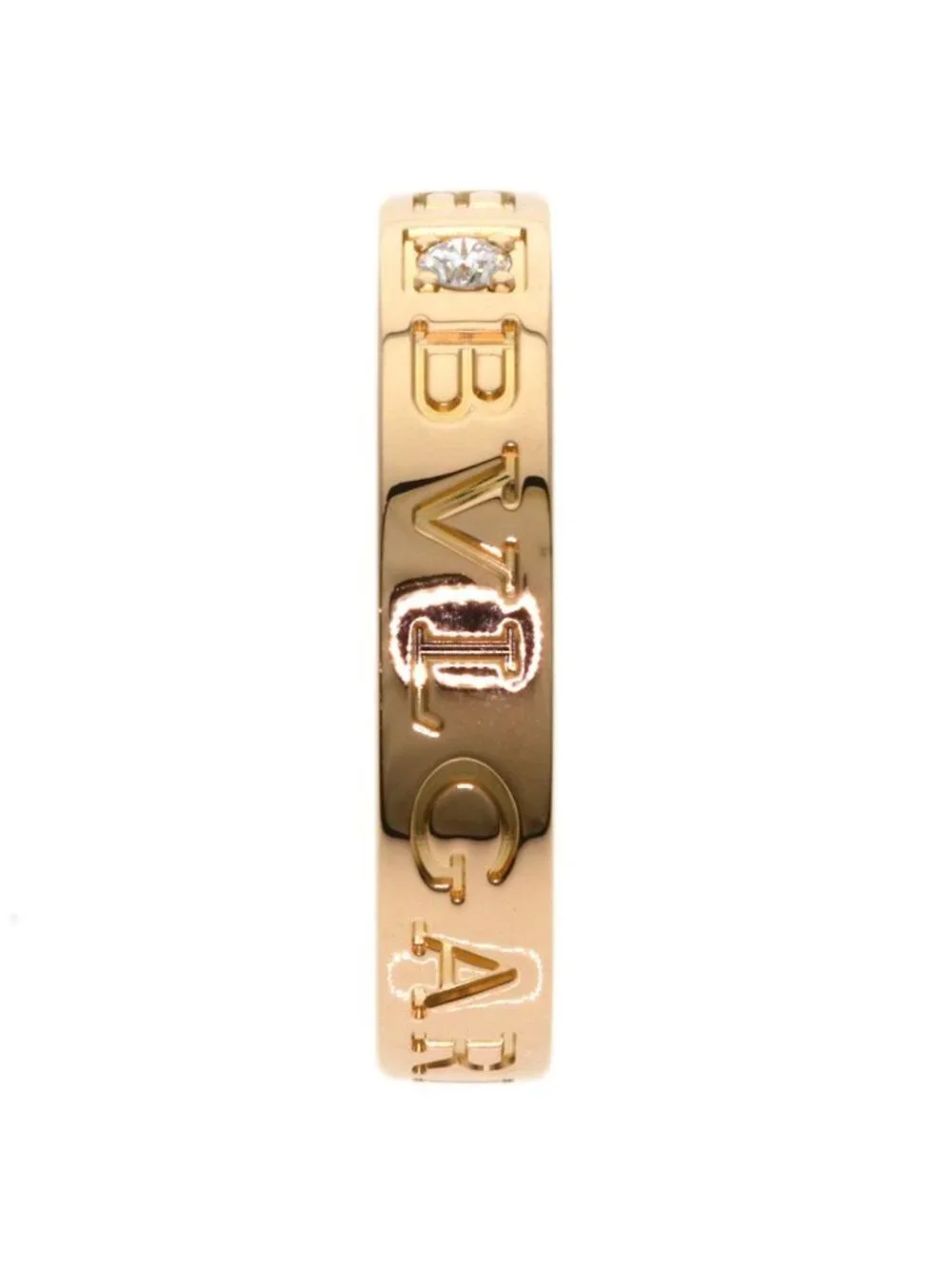 Bvlgari Double Logo Diamond Ring 18k Pink Gold